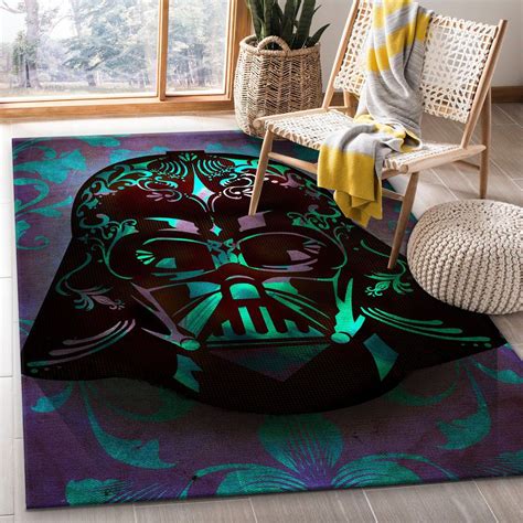 The Child Black & Cream Rug. Follow the way of the Mandalore. This machine-washable rug features iconic Mandalorian imagery in sleek geometric shapes, with Grogu in the middle surrounded by Mandalorian symbols, starships, and alphabet. A simple-yet-striking motif in shades of black and grey on a cream background. 